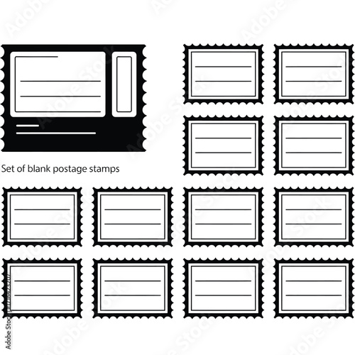 Blank postage stamp templates with lines for addressing and labeling mail clearly