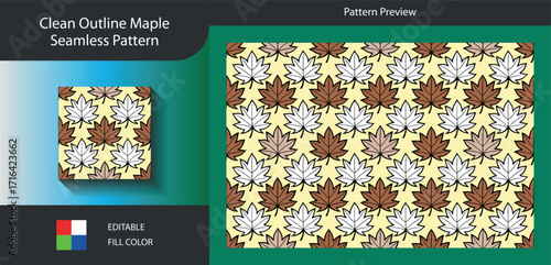 Art of clean outline maple seamless pattern on a light background, showcasing a simple yet visually appealing design suitable for various creative projects