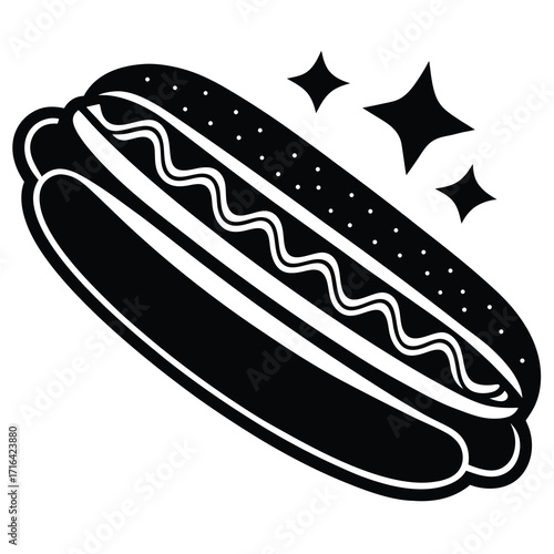 Classic hot dog with mustard and ketchup in a bun perfect for fast food and restaurant branding