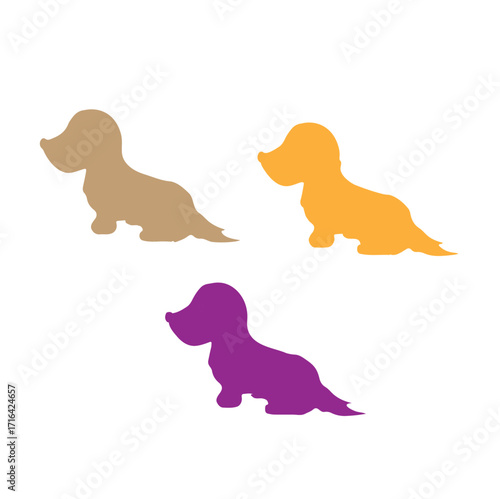 Hand-drawn simple cute dachshund illustration sitting No main lines