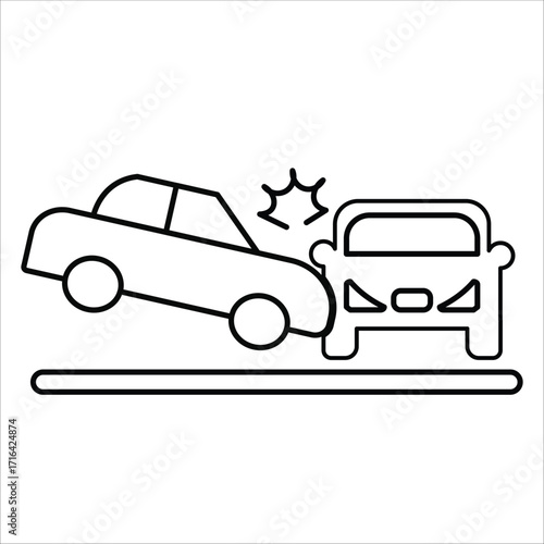 car accident icons. simple line vector