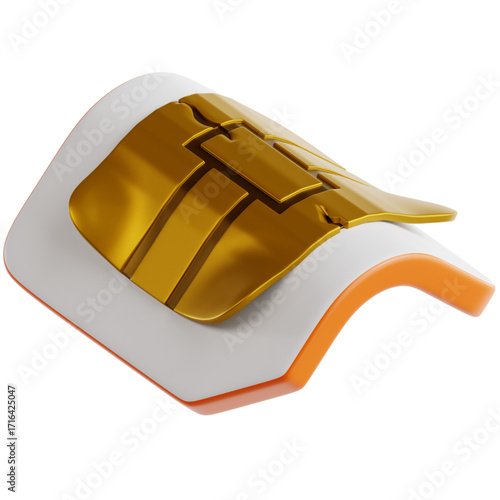Futuristic gold and white wristband accessory, sleek design, advanced technology, modern accessory for any individual seeking enhanced functionality and style