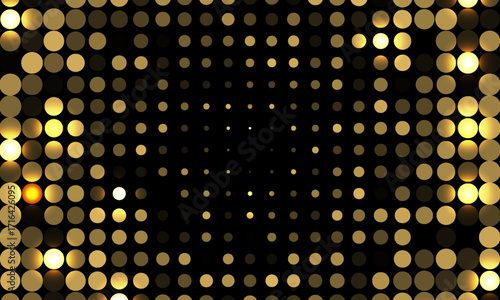 Black Friday sale cover. Text banner with golden glittering halftone effect. Fashion advertising promotion banner design. Commercial discount event. Vector illustration. EPS 10.