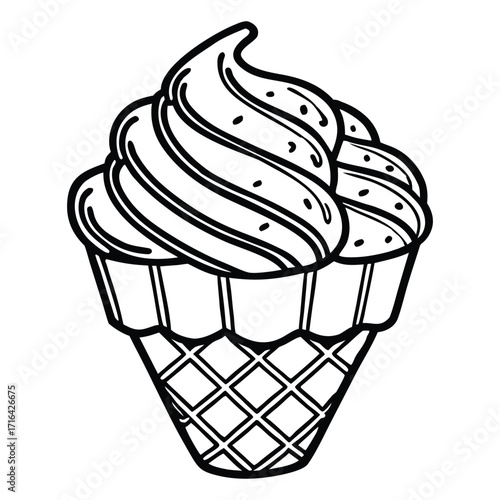 Silhouette of double decker cone isolated on a white background