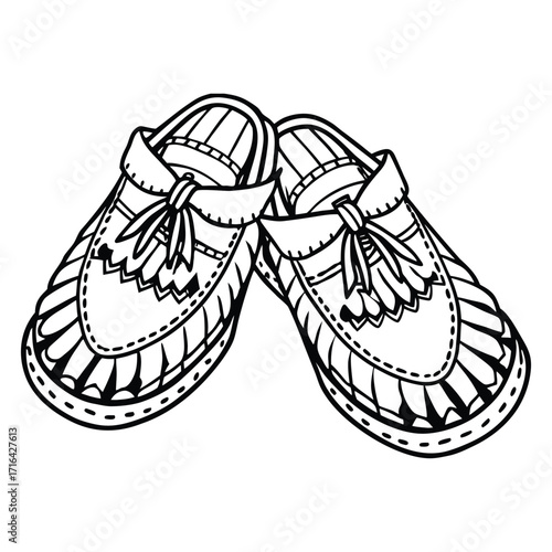 Silhouette of moccasins isolated on a white background