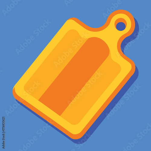 Clean vector illustration of a wooden kitchen cutting board with food preparation elements