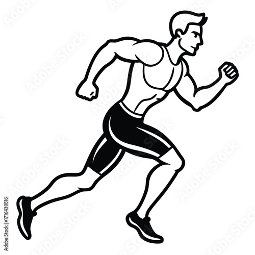 Dynamic line art of a running athlete in motion capturing speed and athleticism
