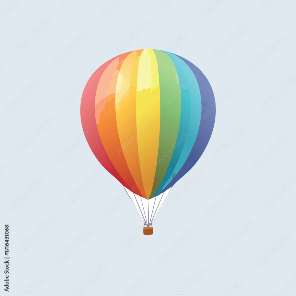 Fototapeta premium A vibrant, colorful hot air balloon floats in the sky, representing joy.