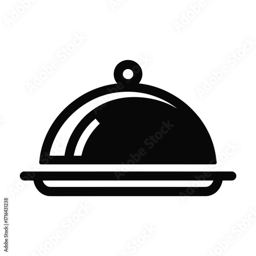 Simple black cloche serving dish icon represents food catering restaurant service