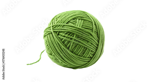 Green yarn ball isolated on black background for knitting and crochet crafts projects closeup