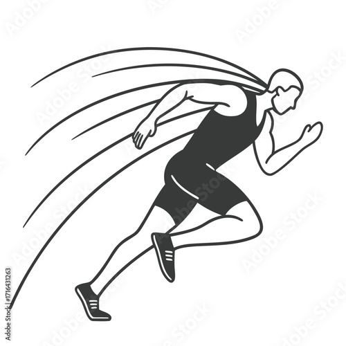 Dynamic line art illustration of a running athlete in motion suitable for sports and fitness themes