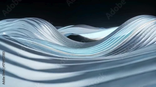Abstract wave loop with metallic and iridescent textures
