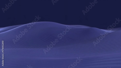 Serene deep blue wave motion particle background