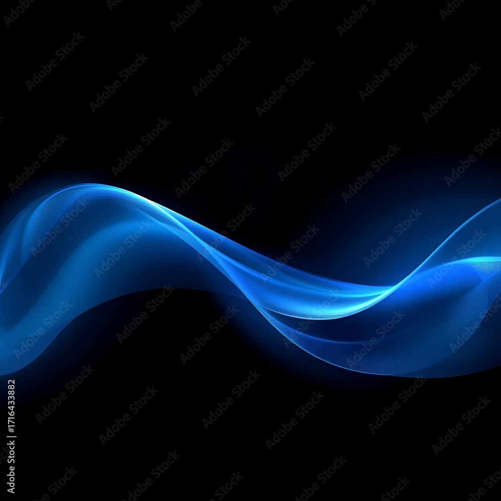 Obraz premium Abstract Digital Artwork with Translucent Blue Waves – Fluid Energy Concept