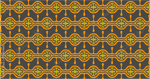 Brown and orange seamless geometric pattern with connected ornamental lines, ideal for classic or vintage-inspired designs.