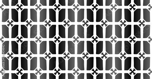 Black and white seamless geometric pattern with bold lattice design, perfect for modern and minimalist backgrounds.