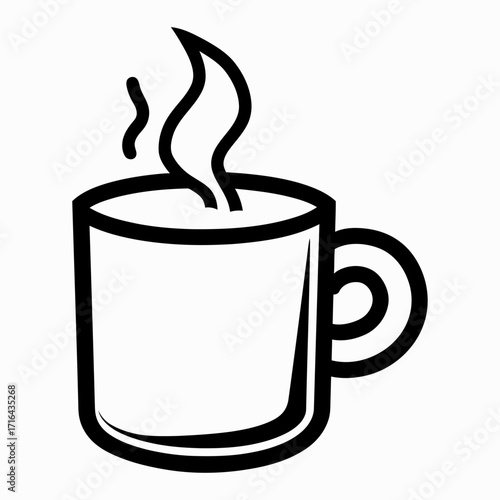 Hot coffee cup icon illustration with steam 