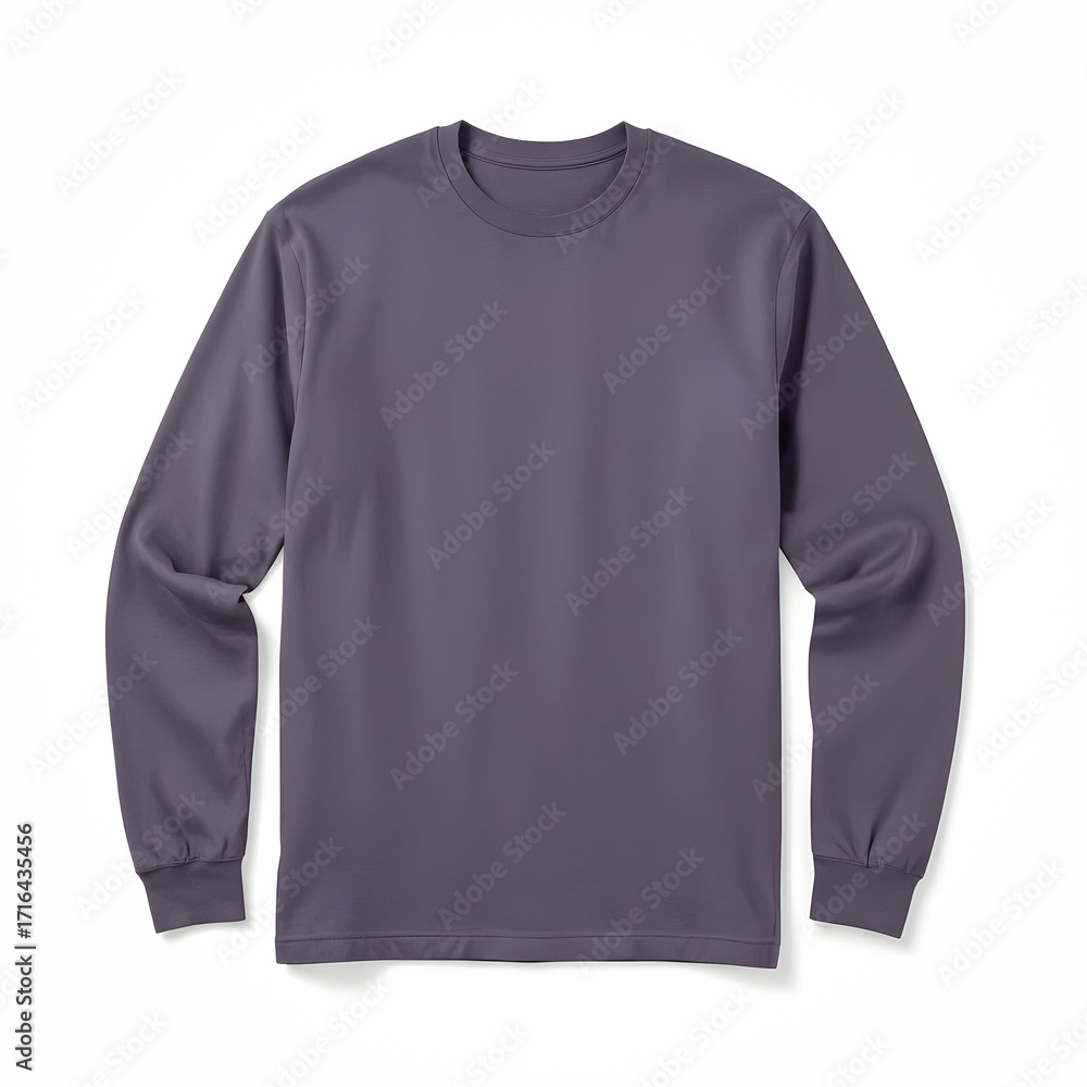 Fototapeta premium long sleeve t-shirt mockup. A high-quality mockup of a long sleeve t-shirt in a dark purple color. Ideal for showcasing clothing designs or fashion prints.