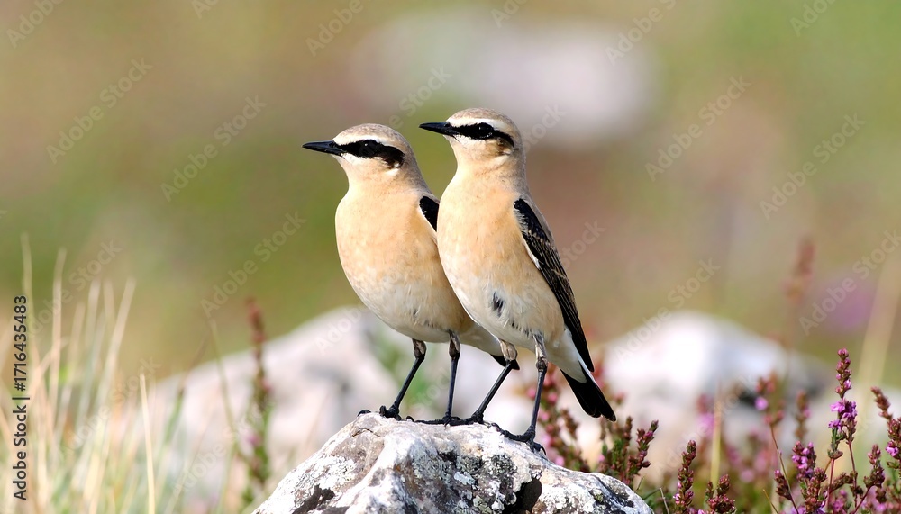 Fototapeta premium Two birds perched on a rock (3)