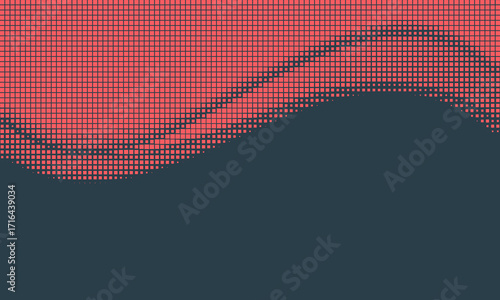 Halftone Checkered Rhombus Pattern Vector Smooth Warped Border Red Stylish Abstract Background. Graphical Chequered Particles Texture Pop Art Design. Half Tone Contrast Minimalistic Art Wide Wallpaper