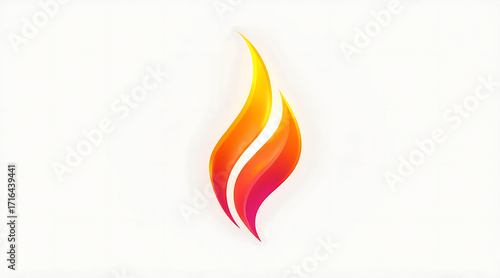 Minimal glowing flame inspired shape with soft gradient colors blending from yellow to red on clean white background
