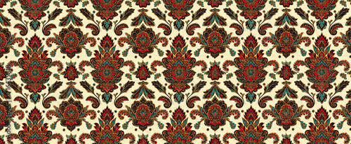 Obraz na płótnie Ornate Floral Batik Themed Damask Pattern
