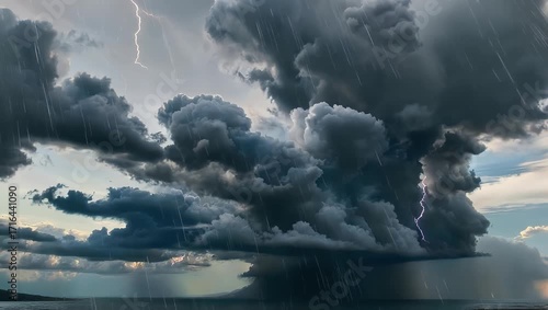 Epic Thunderstorm Clouds Gathering Over Lake Scenic Stock Video