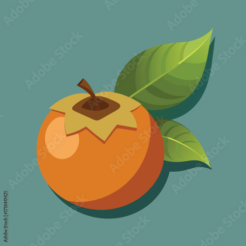 Flat design illustration of a ripe medlar fruit with vibrant colors and a clean aesthetic