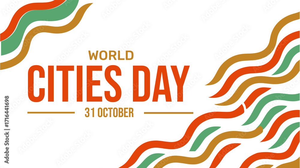 Obraz premium World Cities Day Minimal banner design with typography on the white background illustration