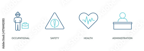 osha outline color banner icon of occupational, safety, health, administration