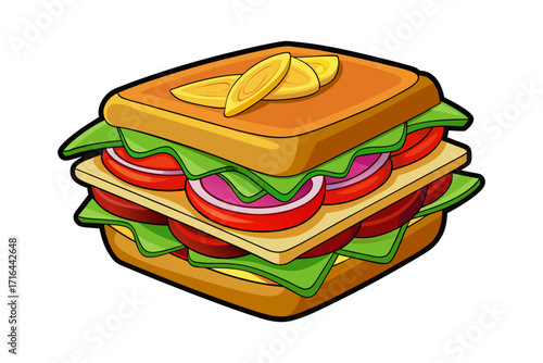Delicious Cartoon Sandwich with Fresh Ingredients A Culinary Delight