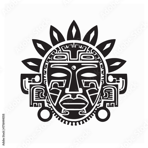 Aztec Face Mask Symbol Vector Illustration on white background