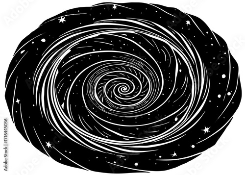 Galaxy Spiral Silhouette, Astronomy Science SVG, PNG