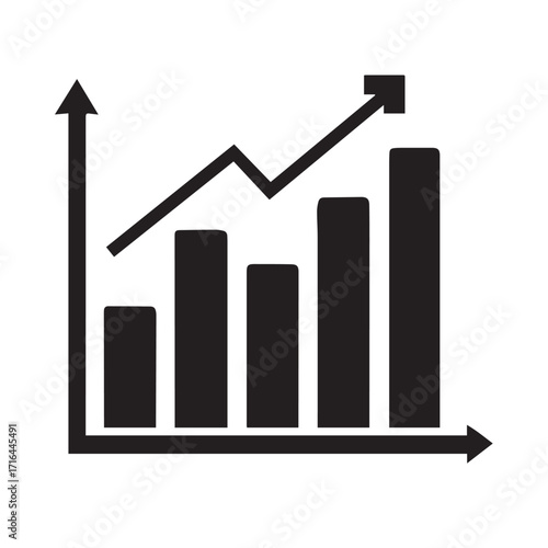 Business growth chart with rising trend line silhouette