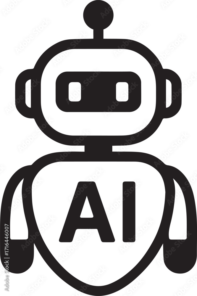 Fototapeta premium AI Robot Vector Illustration: Chatbot Icon with AI Text