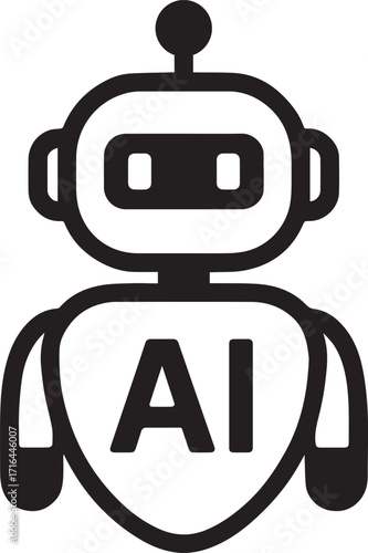 AI Robot Vector Illustration: Chatbot Icon with AI Text

