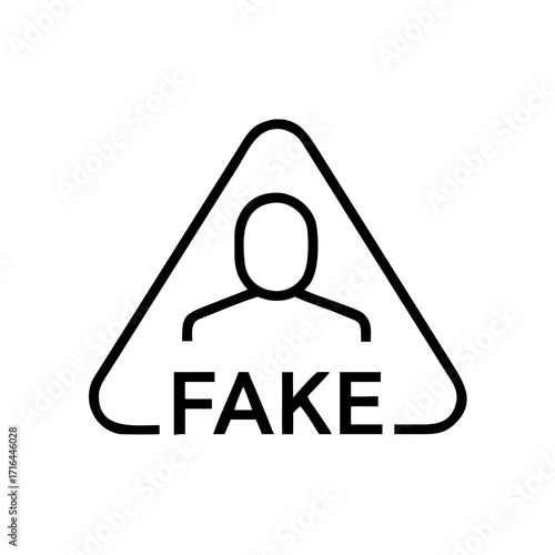 Warning icon for fake identity represented as a triangular symbol  