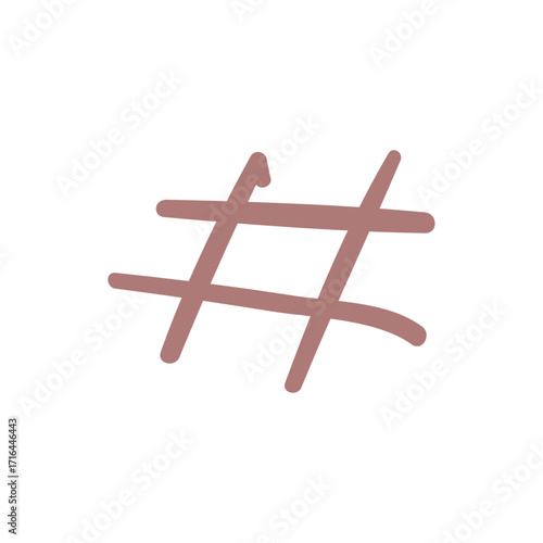 Artistic brushstroke hashtag symbol for digital content and online communication purposes