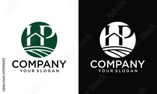 Creative Logo design of P H PH HP in vector for construction, home, real estate, building, property. Minimal awesome trendy professional logo design template on black background.