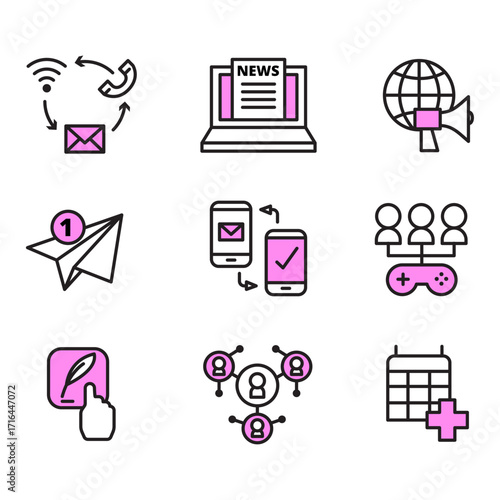 Network and Communication Icons for Social Media Messaging
