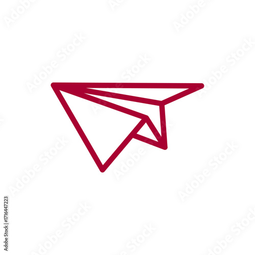 Abstract Red Outline of a Nostalgic Paper Airplane, Representing Flight and Dreams