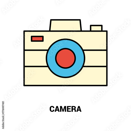 Simple camera illustration for photography and image capturing, technology, and equipment