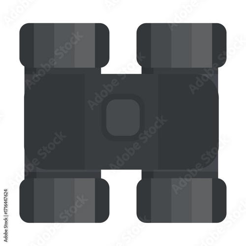 Flat design binocular equipment for long-distance vision and observation concept