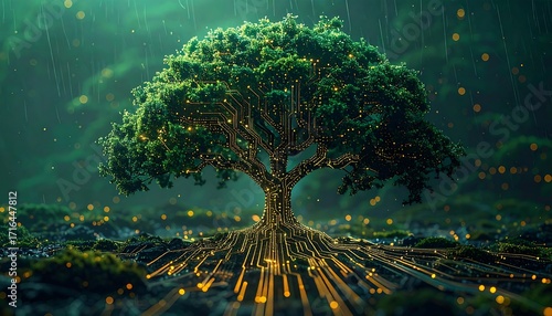 Digital tree in a mystical forest