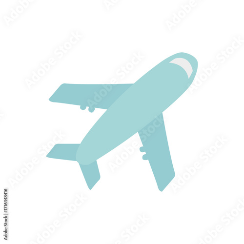 Simple light blue airplane icon for travel and flight concepts