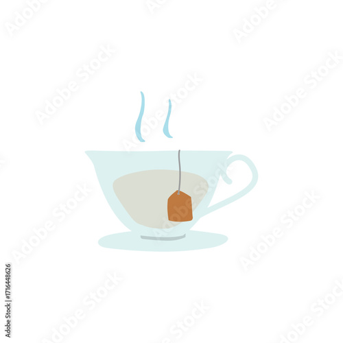 A steaming Cup of Tea with a Bag Drowning Inside the Cup