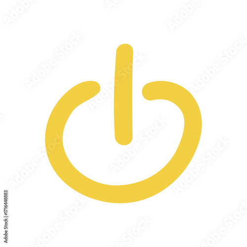 Yellow Power Button Icon with a Digital Touch for Innovative Ideas