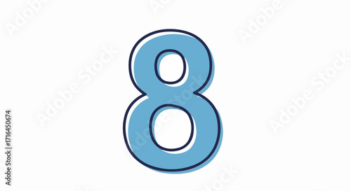 Clean and modern depiction of the single digit eight, featuring a bright blue color palette and a crisp outline, suitable for a wide range of creative applications