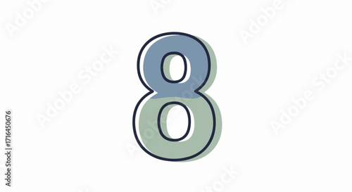 A modern, stylized graphic of the number eight, featuring a distinct two-tone color split. This contemporary digital numeral is ideal for various design and informational applications