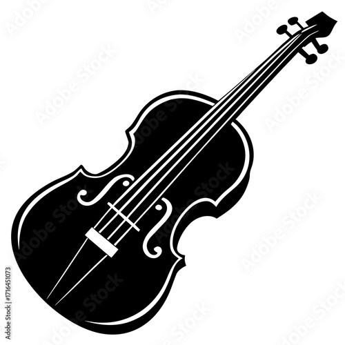 Double Bass Musical Instrument Black Silhouette Vector Icon
